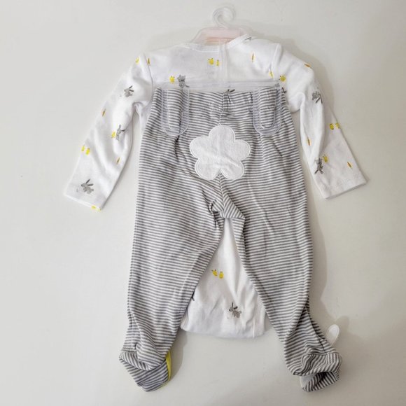 Just One You Baby One Piece and Pants Set Gray with Bunnies and Chicks New - Picture 4 of 4